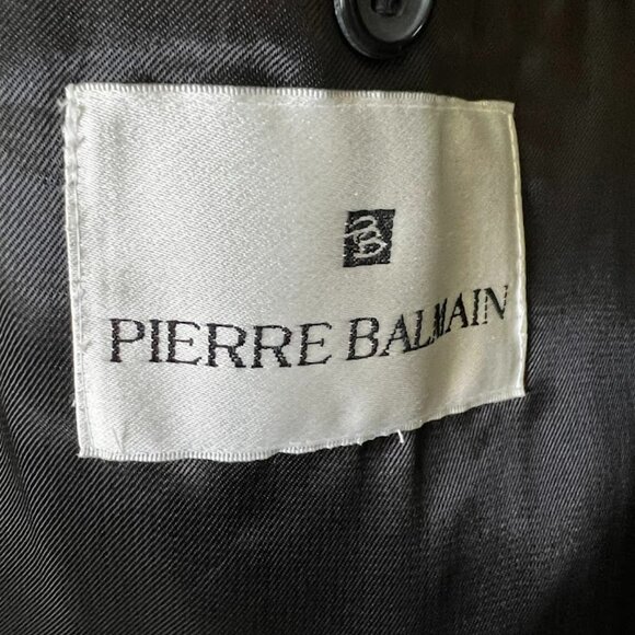 Vintage Pierre Balmain Black Double Breasted Wool Trench Coat - Size 44R - Picture 5 of 8